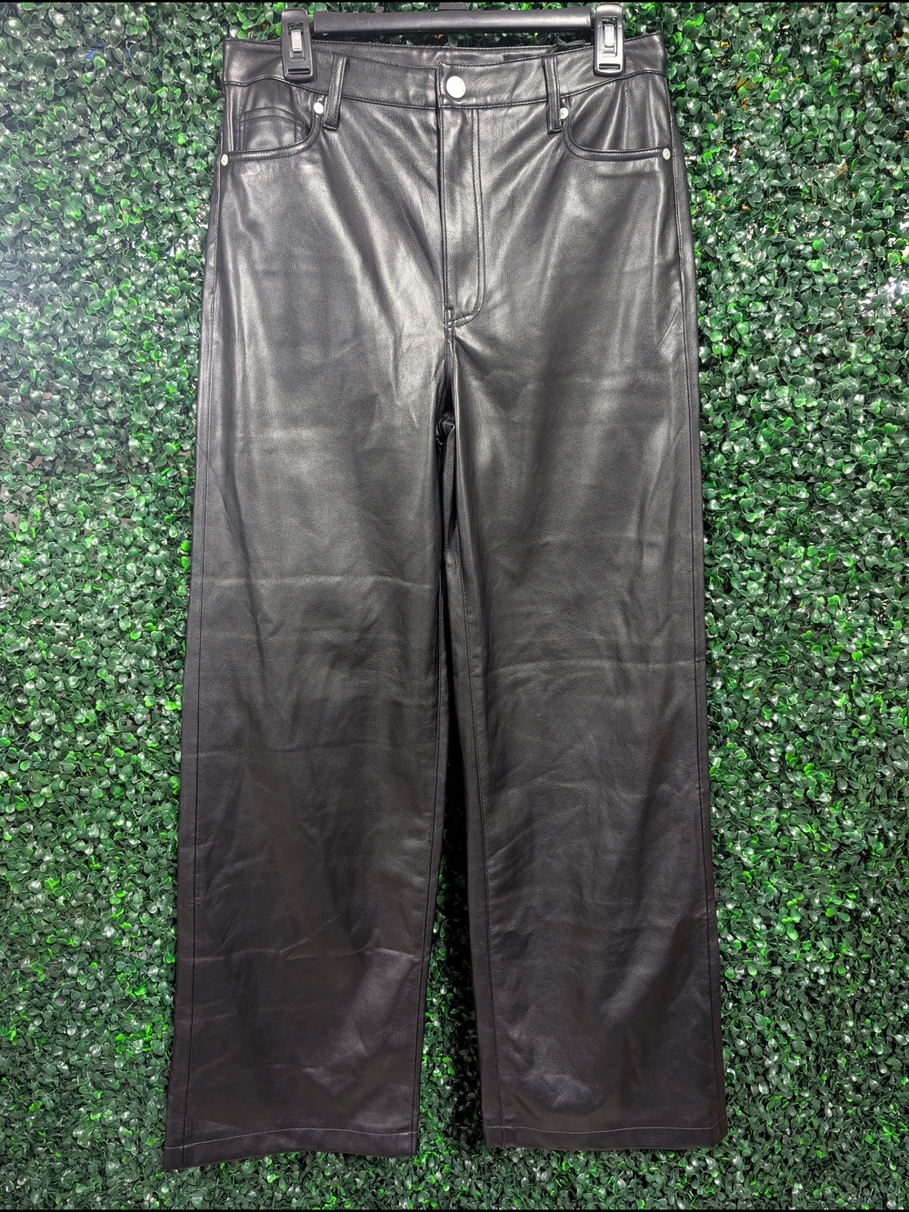 Blank NYC Black Faux Leather Wide Leg Pants